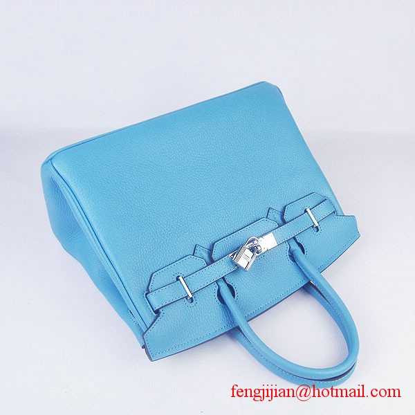 Hermes Birkin 30cm Togo Leather Bag Light Blue 6088